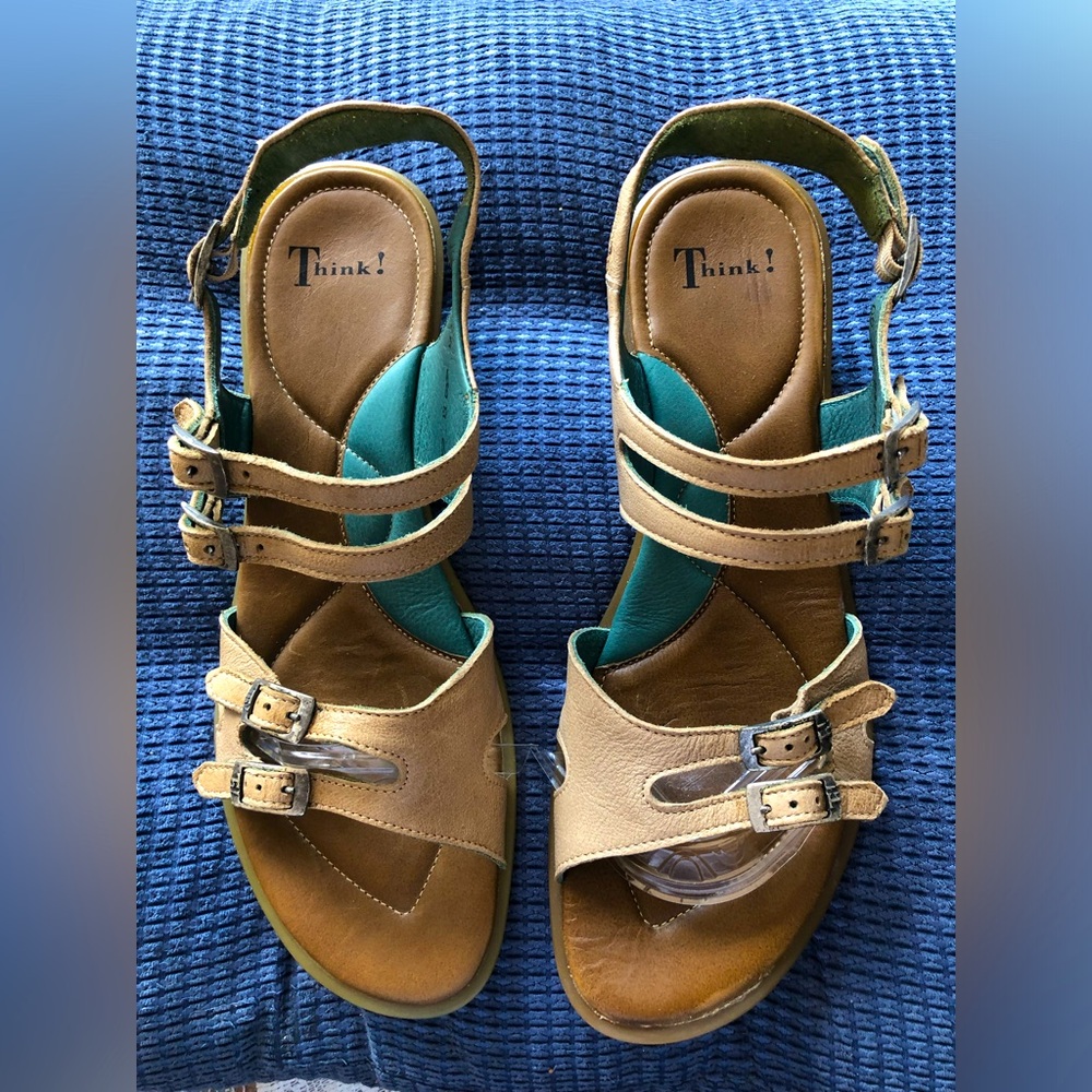 Think Tamtam 4 strap sandal in Stone, womens 41.